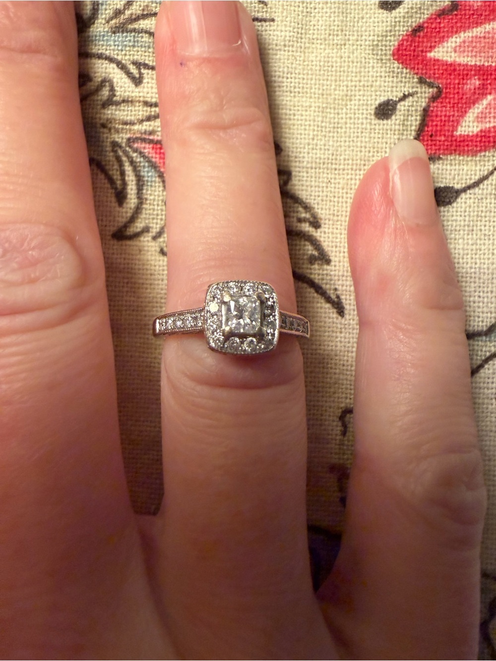 Sterling Silver Halo Engagement Ring with Clear Center Stone